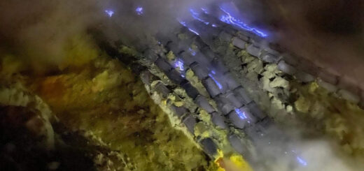 Blue Flame Ijen Crater Volcano